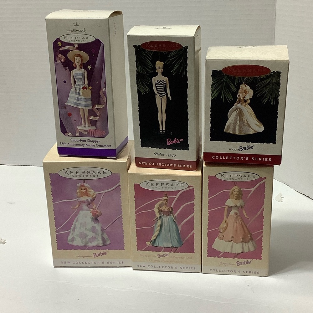 Barbie Keepsake Ornament Six in Set. Size small.